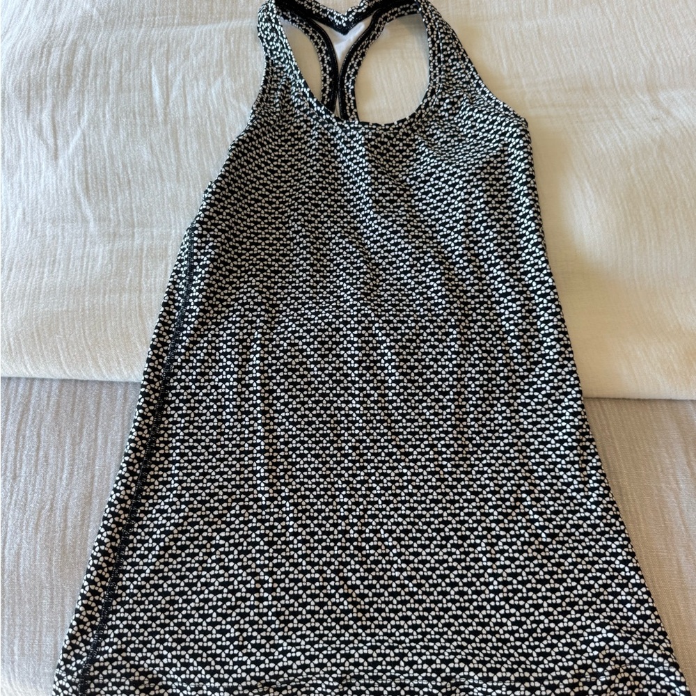 Lululemon Cool Racerback Black and White Patterned Tank Top